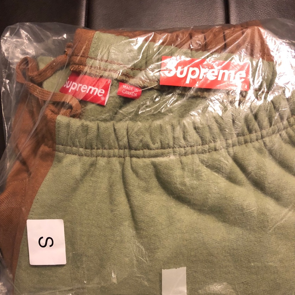 supreme split brown/green sweats